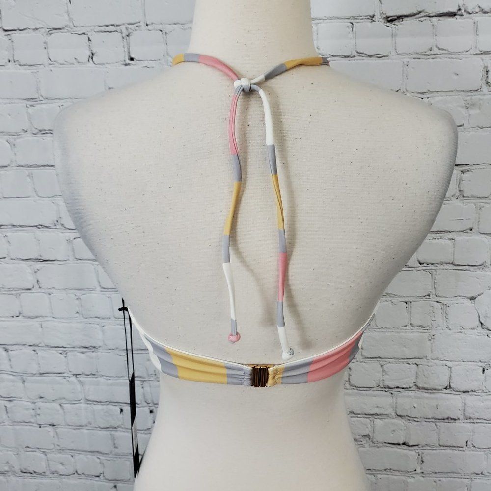 House of Harlow 1960 Saros Bikini Tank Top XS NWT White Pink Yellow Stripe - Picture 6 of 8